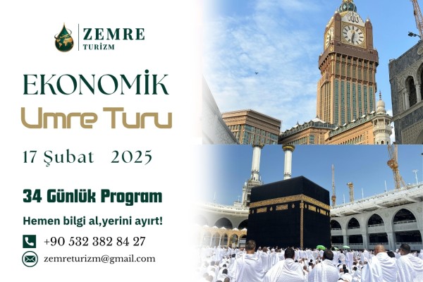 🕋 17 Şubat – 22 Mart 2026 Gaziantep Çıkışlı / Umre Turu | EKONOMİK